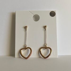 gold heart drop earrings